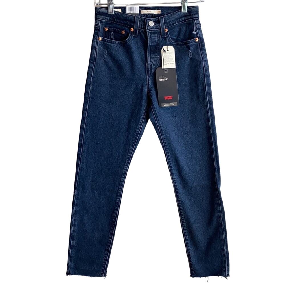 Levi’s Wedgie Fit Ankle Jean Button Fly Dark Blue 24